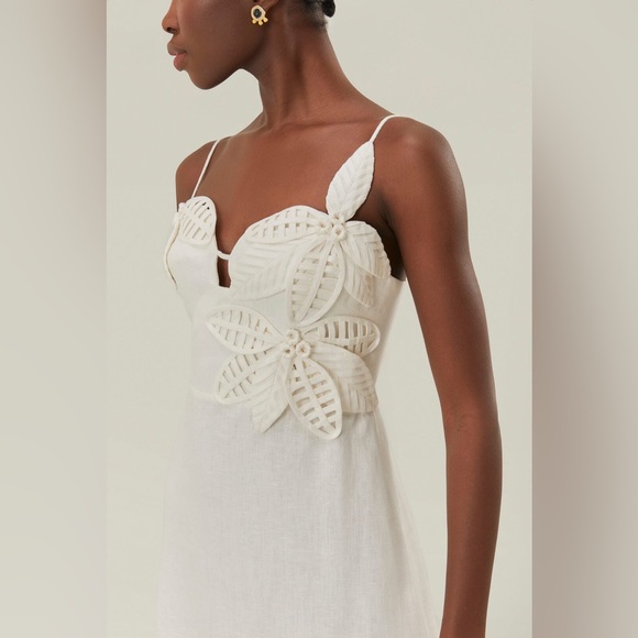 Farm Rio White 3d Flower Bodice Mini Dress - Picture 8 of 9